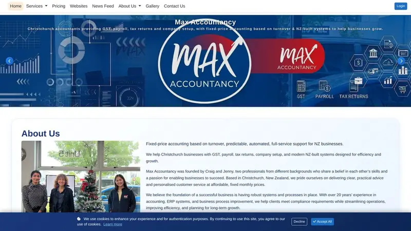 Homepage of maxaccountancy.co.nz