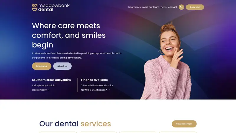 Homepage of meadowbankdental.co.nz