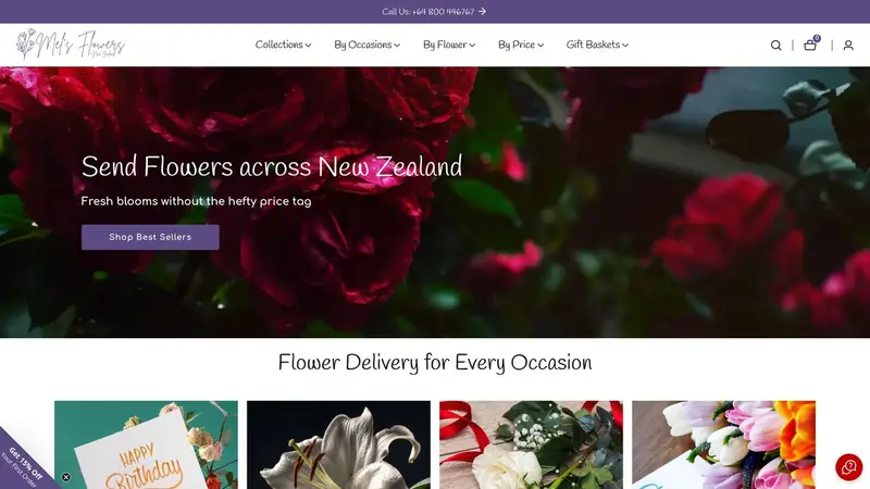 Homepage of melsflowers.co.nz