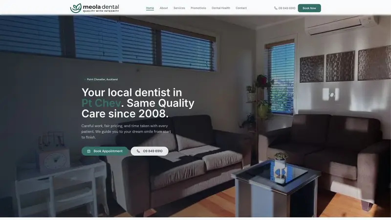 Homepage of meoladental.co.nz