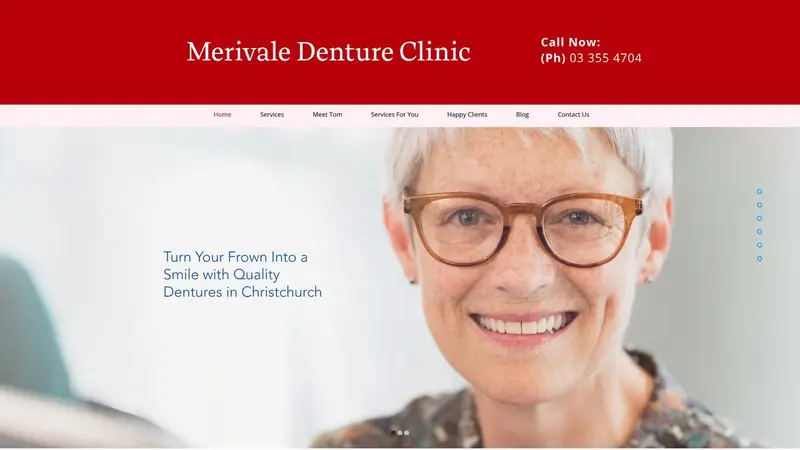 Homepage of merivaledentureclinic.co.nz