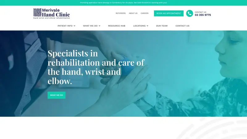 Homepage of merivalehandclinic.co.nz