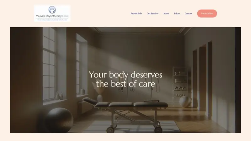 Homepage of merivalephysiotherapy.co.nz