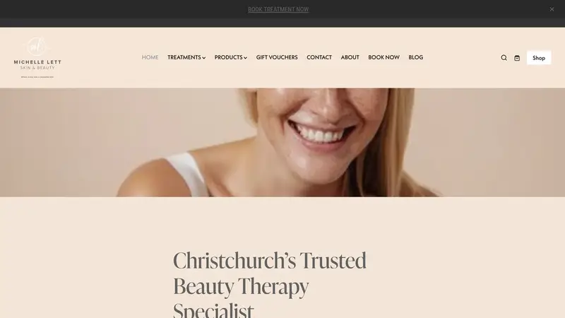 Homepage of michellelettskinandbeauty.co.nz