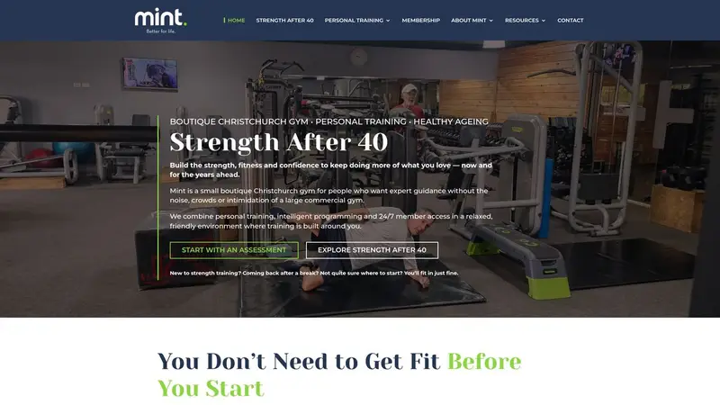 Homepage of mintfit.co.nz