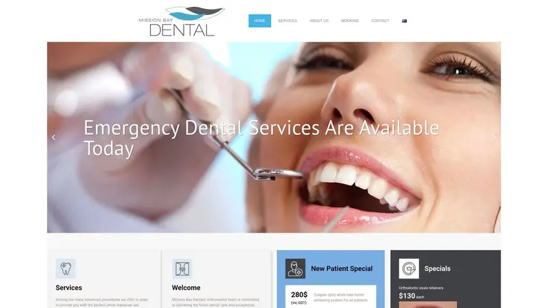 Homepage of missiondental.co.nz