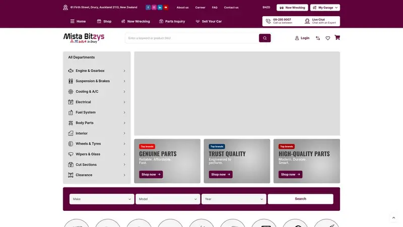 Homepage of mistabitzys.co.nz