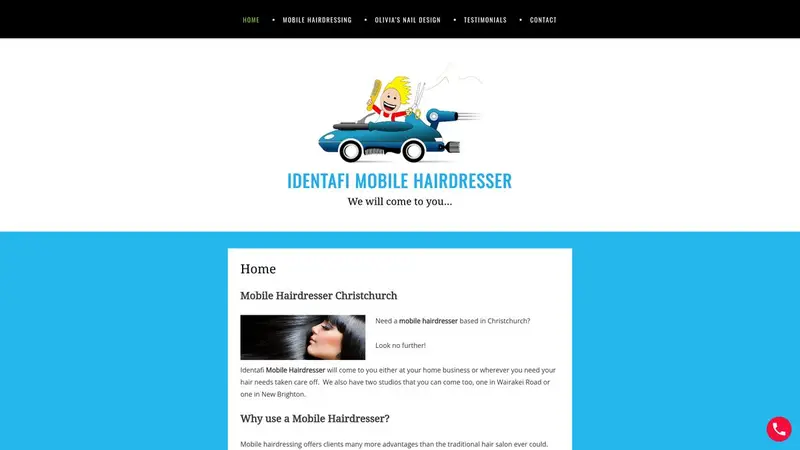 Homepage of mobile-hairdresser.co.nz