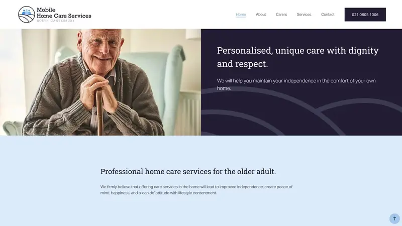 Homepage of mobilehomecare.co.nz