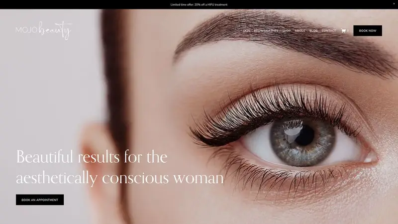 Homepage of mojobeauty.co.nz
