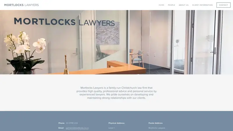 Homepage of mortlocks.co.nz