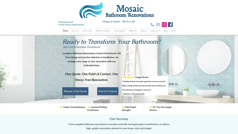 Homepage of mosaicbathrooms.co.nz