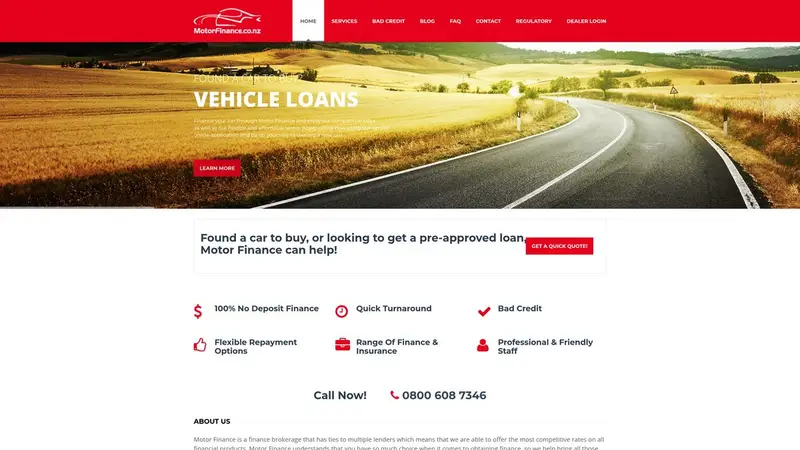 Homepage of motorfinance.co.nz