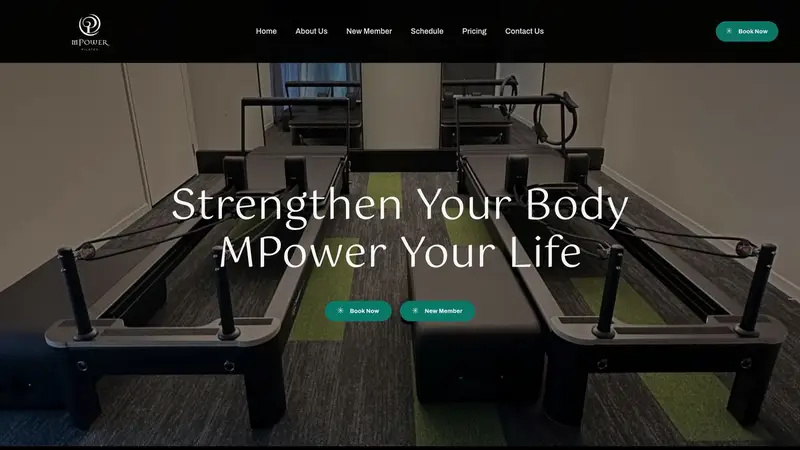 Homepage of mpowerpilates.co.nz