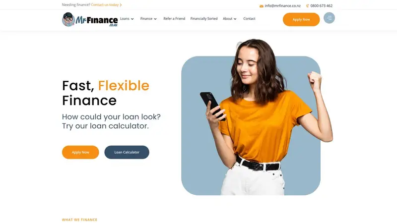 Homepage of mrfinance.co.nz