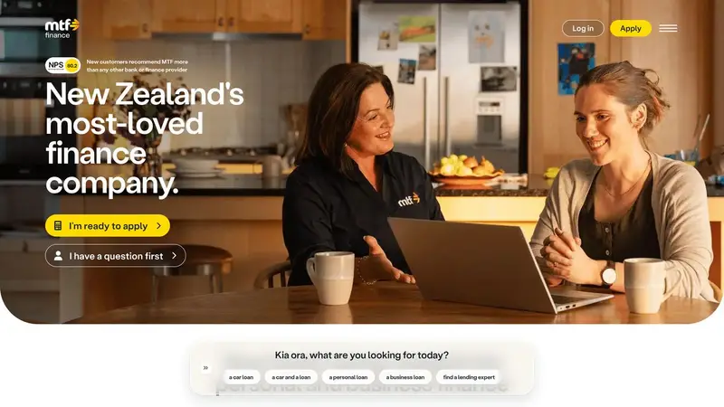 Homepage of mtf.co.nz