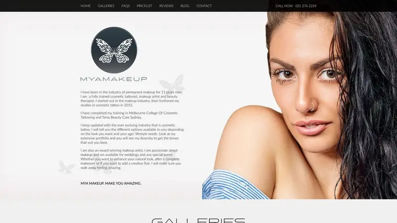 Homepage of myamakeupnz.co.nz