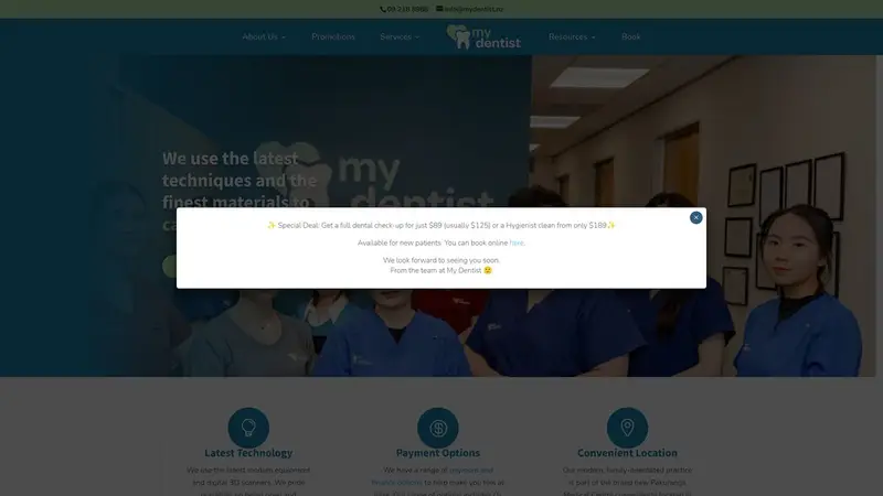 Homepage of mydentist.nz