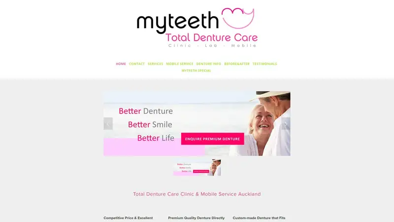 Homepage of myteethdenture.co.nz