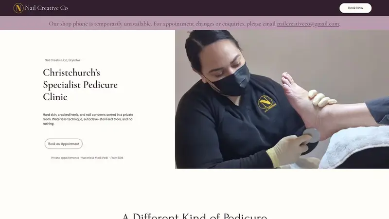 Homepage of nailcreativeco.co.nz