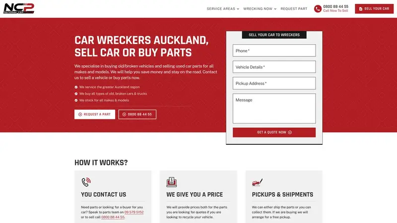 Homepage of nationalcarparts.co.nz