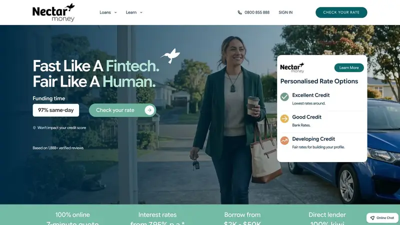 Homepage of nectar.co.nz