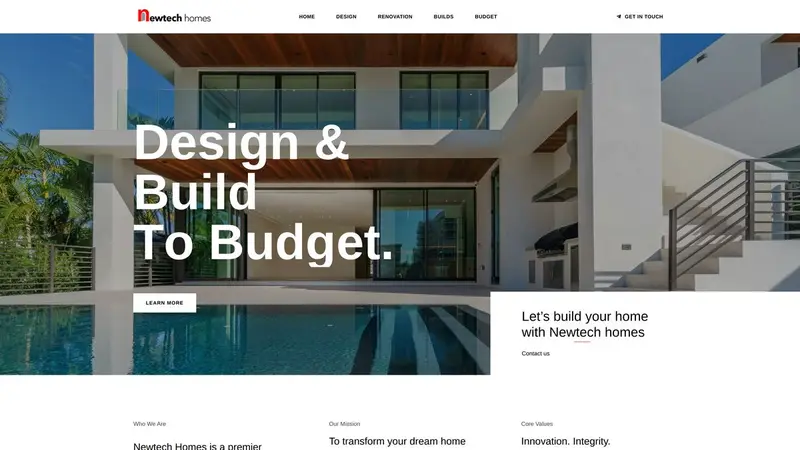 Homepage of newtechhomes.co.nz