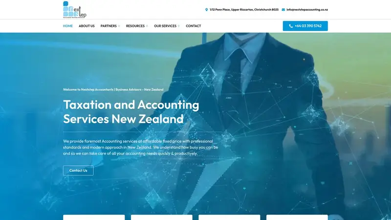 Homepage of nextstepaccounting.co.nz