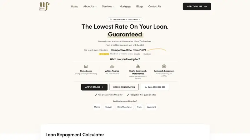 Homepage of nobilofinance.co.nz