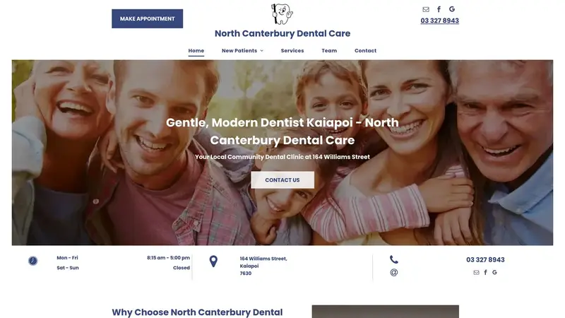 Homepage of northcanterburydental.co.nz