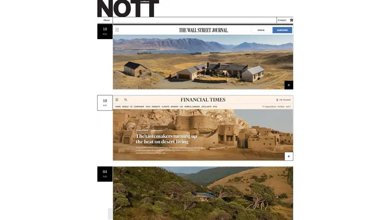 Homepage of nott.co.nz