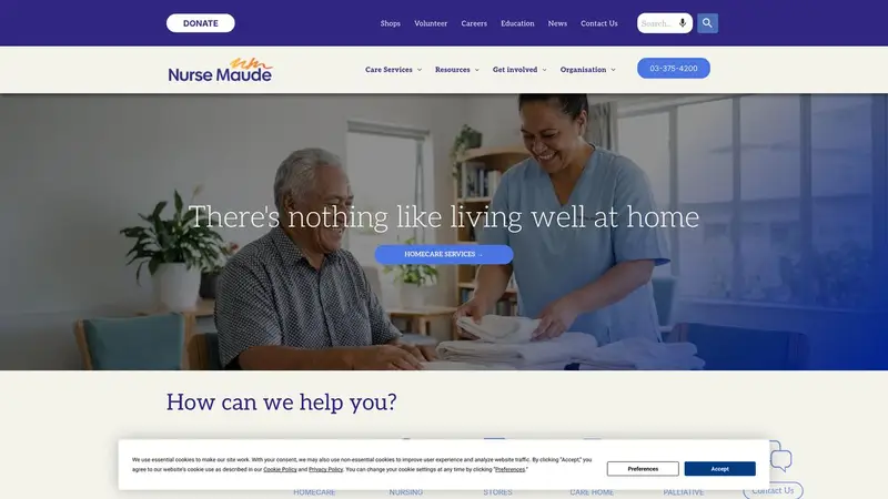 Homepage of nursemaude.org.nz