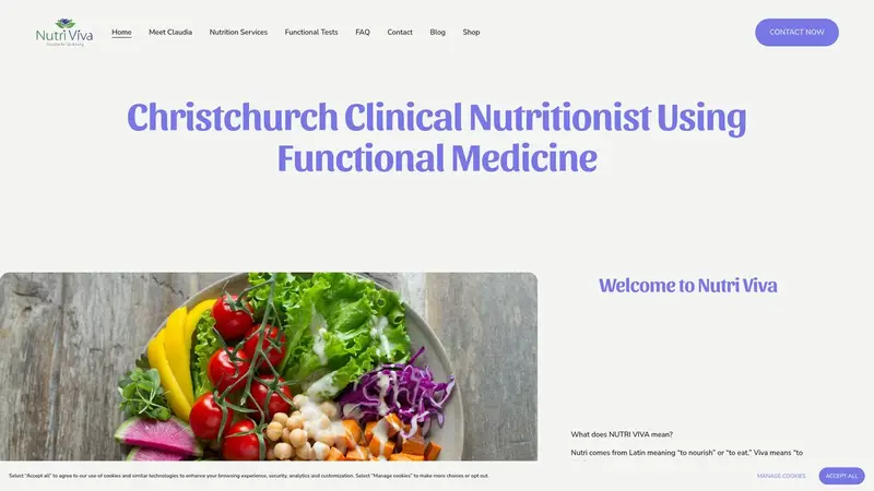 Homepage of nutriviva.co.nz