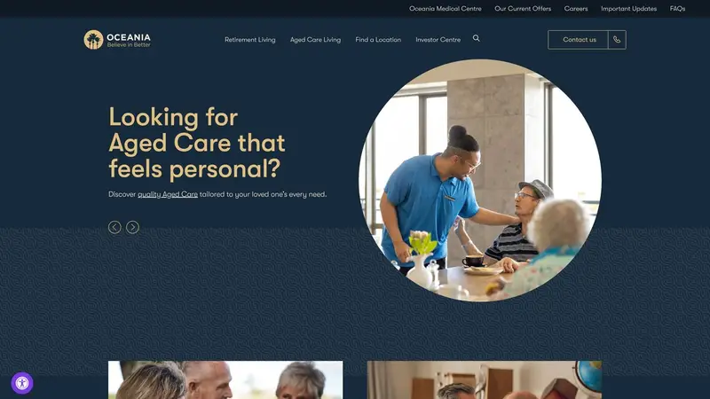 Homepage of oceaniahealthcare.co.nz