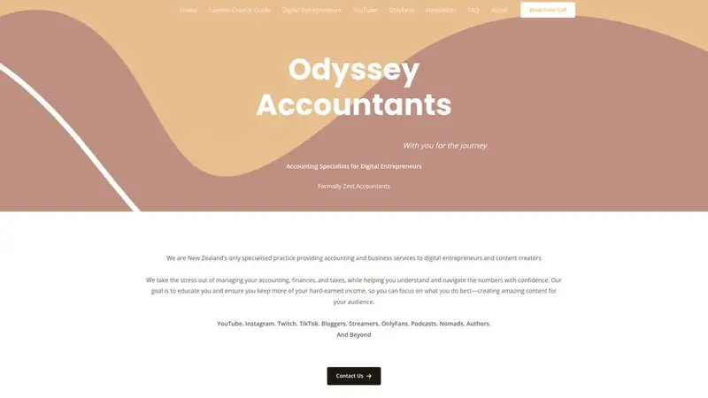 Homepage of odysseyaccountants.nz