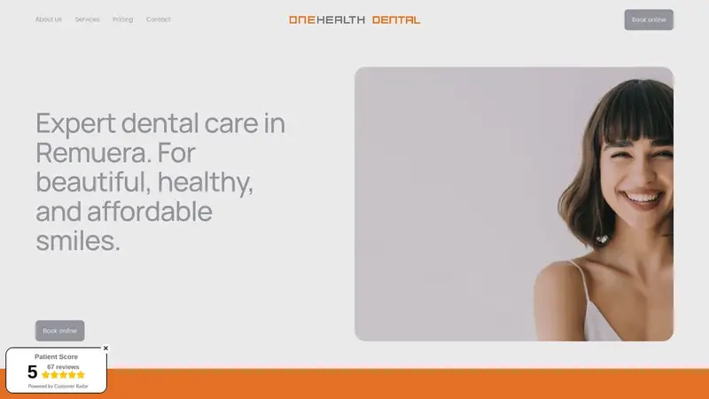 Homepage of onehealthdental.co.nz