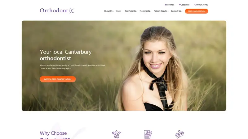 Homepage of orthodontix.co.nz