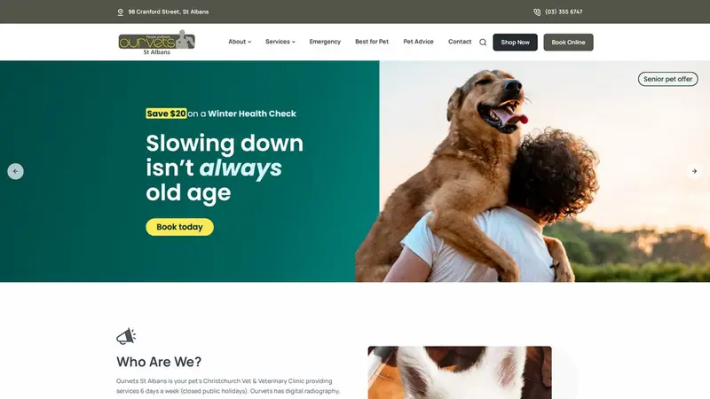 Homepage of ourvetsstalbans.co.nz