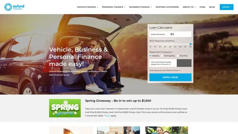 Homepage of oxfordfinance.co.nz