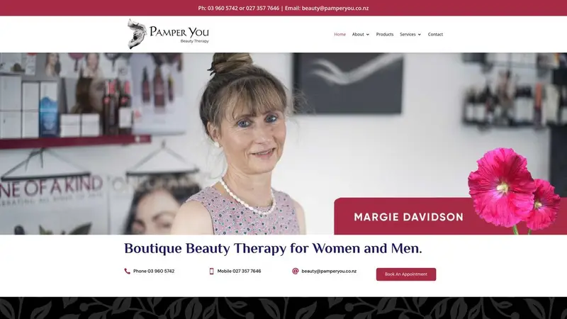 Homepage of pamperyou.co.nz