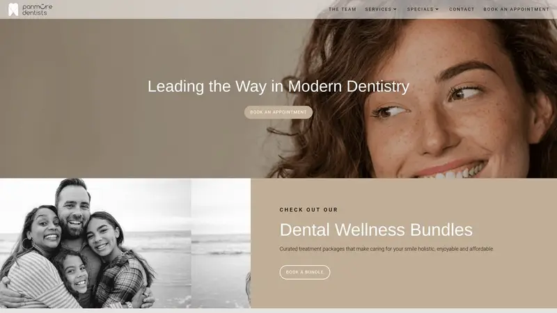 Homepage of panmuredentists.co.nz