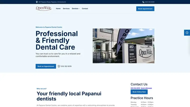 Homepage of papanuidental.co.nz