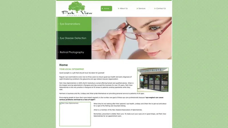 Homepage of parkviewoptometrists.co.nz