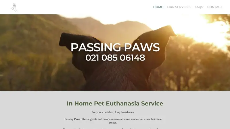 Homepage of passingpaws.co.nz