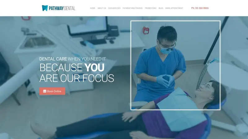 Homepage of pathwaydentists.co.nz