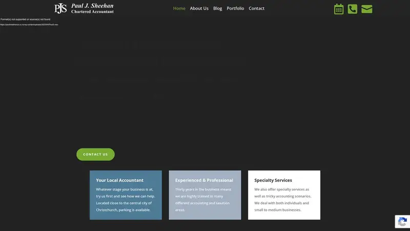 Homepage of paulsheehanca.co.nz