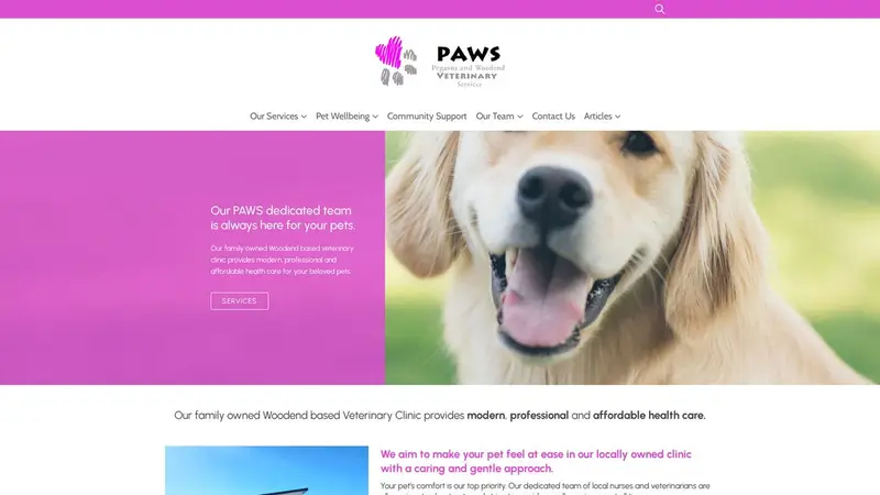 Homepage of pawsvet.co.nz
