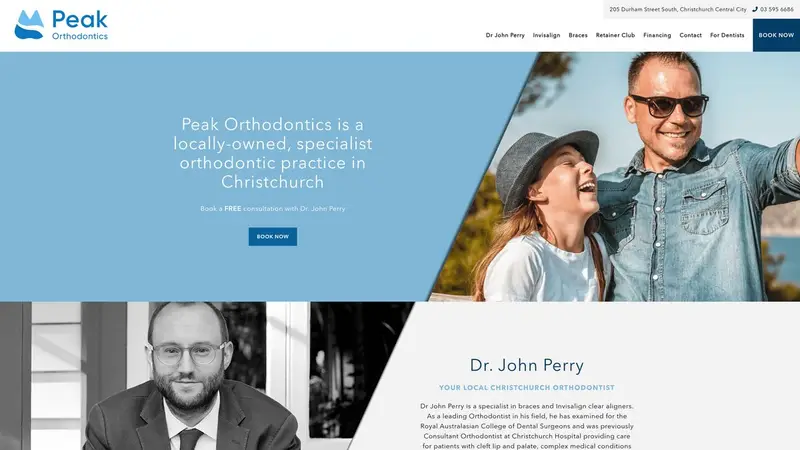 Homepage of peakorthodontics.co.nz