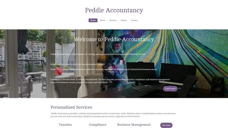 Homepage of peddieaccountancy.nz