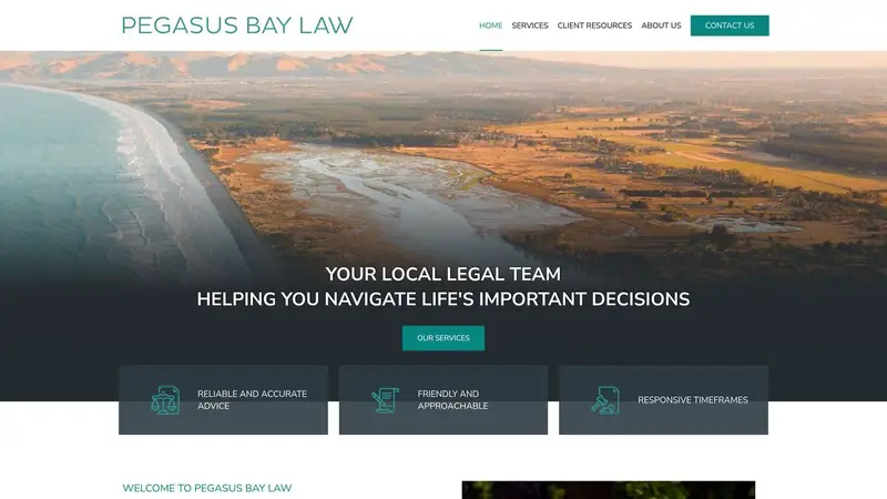 Homepage of pegasusbaylaw.co.nz